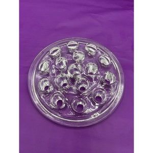 Glass Flowering Frog Round Large 15 Hole Floral 5" Clear Marble Display